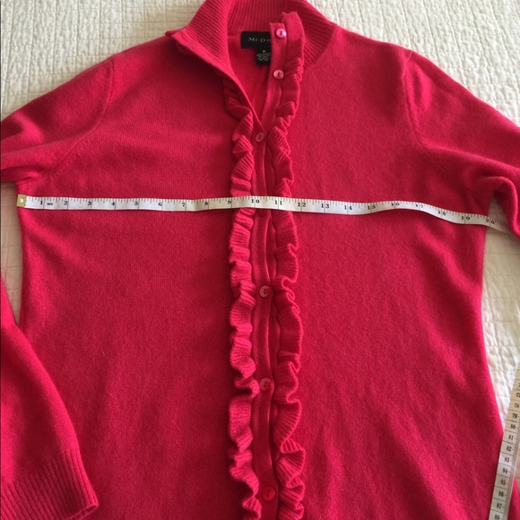Like New McDuff rose cashmere cardigan w/front ruffle - Picture 5 of 6